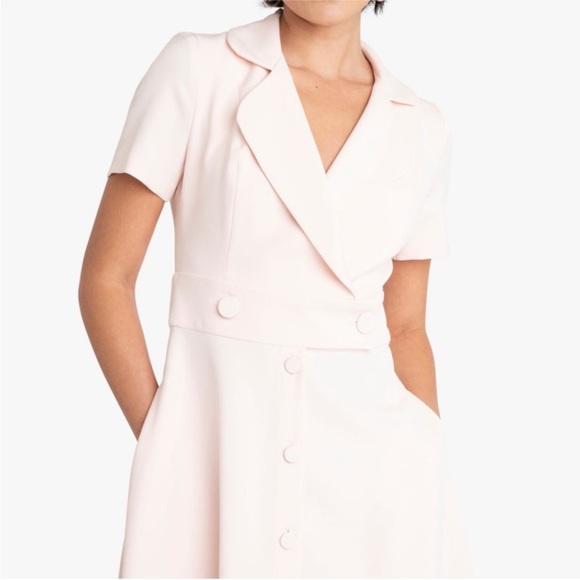 NWT Black Halo Ingrid Retro Button Front Swing Dress in Sweet Blush Pink Size 14 - Picture 2 of 10